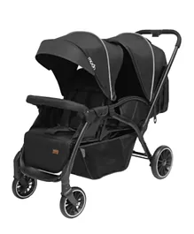 Moon Dois Foldable Twin Stroller with Adjustable Leg Rest - Black