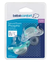 Bebeconfort Natural Physio Phospho Pacifiers Set of 2 - Sea Green