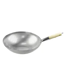 Chefset Chinese Wok Pan With Wooden Handle Pan Silver - 40cm