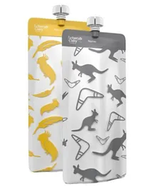 Cherubbaby On the Go Food Pouch Mini's Pack of 10  Yellow Grey - 120ml