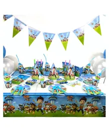 Brain Giggles Paw Patrol Theme Disposable Tableware for 10 People Party Set - 136 Pieces