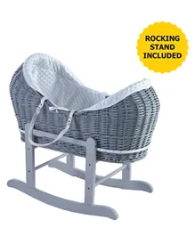 Kinder Valley Dimple Grey Pod Moses Basket with Grey Rocking Stand - White & Grey