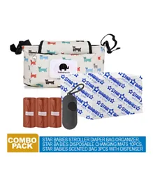 Star Babies  Stroller Bag + Scented Bag 3 Pieces + Changing Mat 10 Pieces - Combo Pack