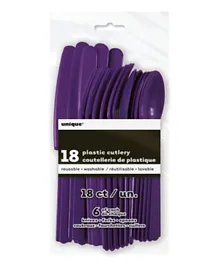 Unique Deep Purple Cutlery - Pack of 18