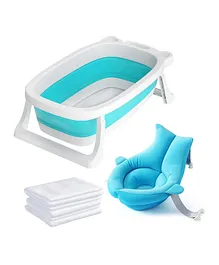 Star Babies Foldable Bathtub And Sink Bather With Free Disposable Towels - Blue
