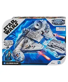 Star Wars Mission Fleet Han Solo Millennium Falcon 2.5-Inch-Scale Figure and Vehicle - Grey