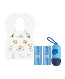 Star Babies Combo Pack Disposable Bibs 5 Pieces + Scented Bag 2 Pieces + Dispenser - Blue