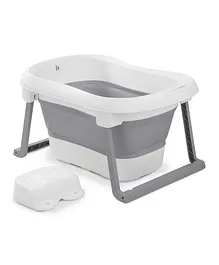 Hauck Baby Bath With Stool, Wash N Fold L - White Stone
