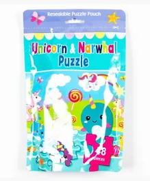 Paper Back Unicorn & Narwhal: 48-piece Jigsaw Puzzle With Pouch