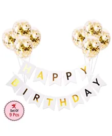 Party Propz Golden Birthday Combo - Pack of 9