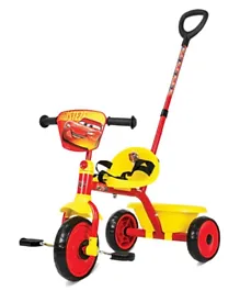 Spartan Disney Cars Tricycle With Pushbar - Yellow