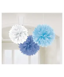 Party Centre Baby Shower Boy Fluffy Hanging Decorations 40.6 cm - Durable & Reusable - Pack of 3