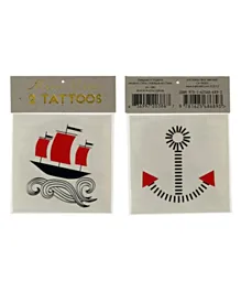 Meri Meri Boat and Anchor Temporary Tattoos Pack of 2 - Black and Red
