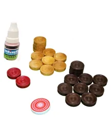 Knack Carrom Coins with Striker and Powder Set - 26 Pieces