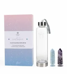 Prickly Pear Mind Balance Crystal Infused Interchangeable Water Bottle Gift Set, Amethyst And Celestite Crystals Included