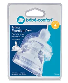 Bebeconfort Wide Base Teat Perfect Sense Silicone Size Medium Pack of 2 - Transparent