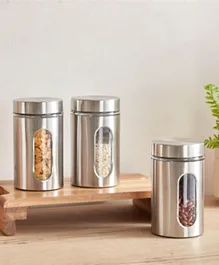HomeBox Essential Glass And Stainless Steel Jar Set - 3 Pieces
