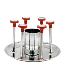 Action Glass And Spoon Stand - Silver & Red