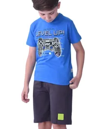Victor and Jane Level Up Your Game Graphic T-Shirt & Shorts Set - Blue