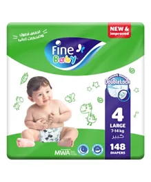 Fine Baby DoubleLock Mega Pack Diapers Large Size 4 - 148 Pieces