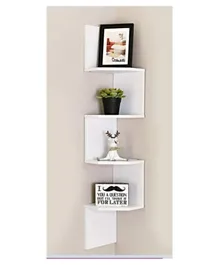 Feelings 4 Tier Floating Corner Wall Shelves - White