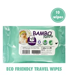 Bambo Nature Eco Friendly Baby Wipes Travel Pack - 10 Pieces
