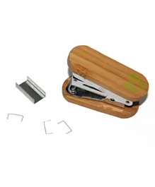 Onyx & Green Mini Stapler with 1000 Staples made from Bamboo 4803 - Brown