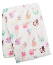 Lulujo Baby Bamboo Swaddle Blanket Ice Cream - White