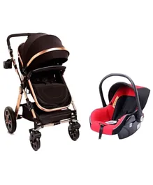 Pikkaboo 4 in 1 Luxury Stroller Travel System - Black and Red