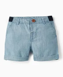 Zippy Cotton Solid Denim Shorts - Blue
