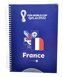 فيفا 2022 غلاف صلب بتصميم فرنسا دفتر ملاحظات بحلقات لولبية مقاس A5 - 60 ورقة