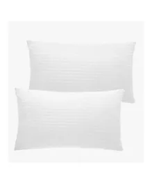 RahaLife Hotel Striped Pillows Cotton White - Set of 2