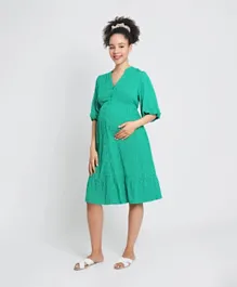 JoJo Maman Bebe Pip Tiered Shirt Dress - Green