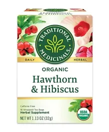 TRADITIONAL MEDS Heart Tea With Hawthorn Hibiscus - 16 Tea Bags
