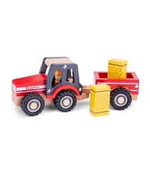 New Classic Toys Tractor With Trailer & Hay Stacks Playset