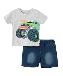 Smart Baby Vroom Monster Truck T-Shirt & Bermuda Set - Grey