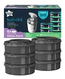 Tommee Tippee Twist and Click Advanced Nappy Bin Refill Cassettes - Pack of 6