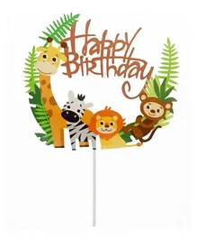 Party Propz Happy Birthday Acrylic Cake Topper - Jungle