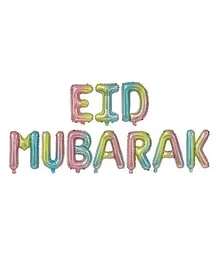 Eid Party Rainbow Eid Mubarak Foil Letter Balloons - Pack of 2