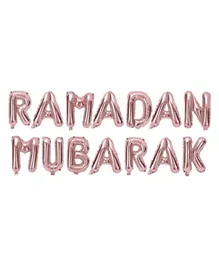 Eid Party Rose Gold 'Ramadan Mubarak' Foil Letter Balloons - 14 Pieces