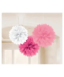 Party Centre Baby Shower Girl Fluffy Decorations - Pack of 3
