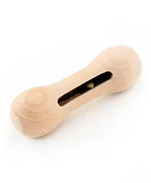 Ariro Wooden Dumbbell With Bell Rattle - Natural