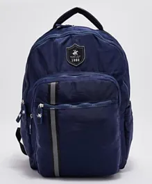 حقيبة ظهر بلون سادة مع شعار بيفرلي هيلز بولو كلوب - أزرق 18 إنش