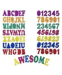 Craft Glitter Eva Foam Stickers, Numbers & Alphabet - Multicolour
