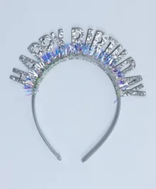 Italo Crown Birthday Girl Princess Glittering Hairband Tiara - Silver
