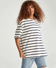 DeFacto Knitted Half Sleeves Maternity T-Shirt - Ecru