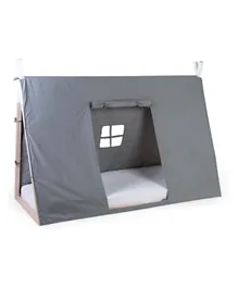Childhome Tipi Bed Frame Cover Tent for Kids - Grey, Cotton, Easy Install, Size 200x90x105cm
