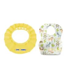 Star Babies Adjustable Shower Cap + Disposable Bibs  - Yellow