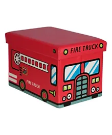 دانوب هوم صندوق تخزين قابل للطي بتصميم شاحنة إطفاء - أحمر