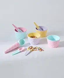 HomeBox Carnaval Ice Cream Pretend Playset for Kids 3+, Durable Plastic Bowls & Spoons, Enhances Motor Skills